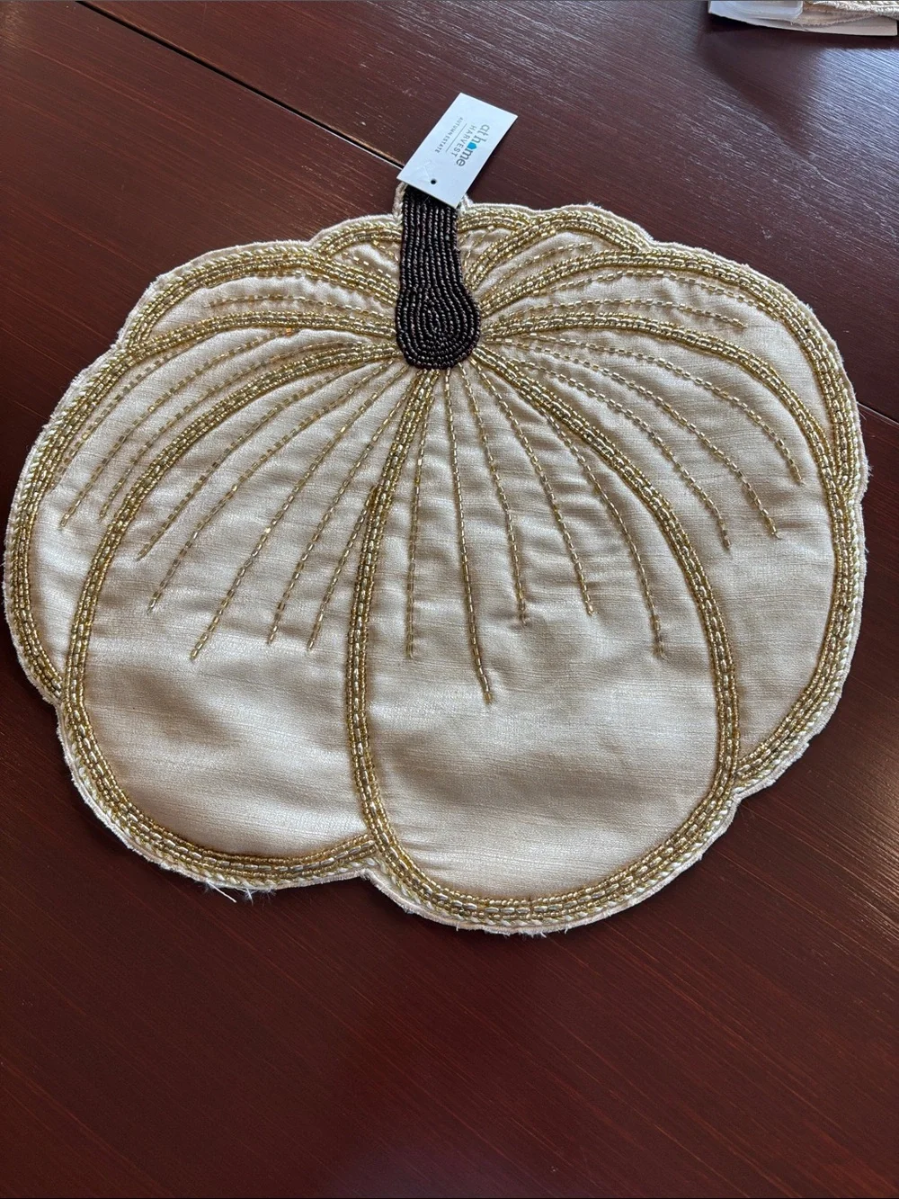At Home Hand Beaded Placemat,Pumpkin,Autumn Harvest,Fall,Thanksgiving,elegant